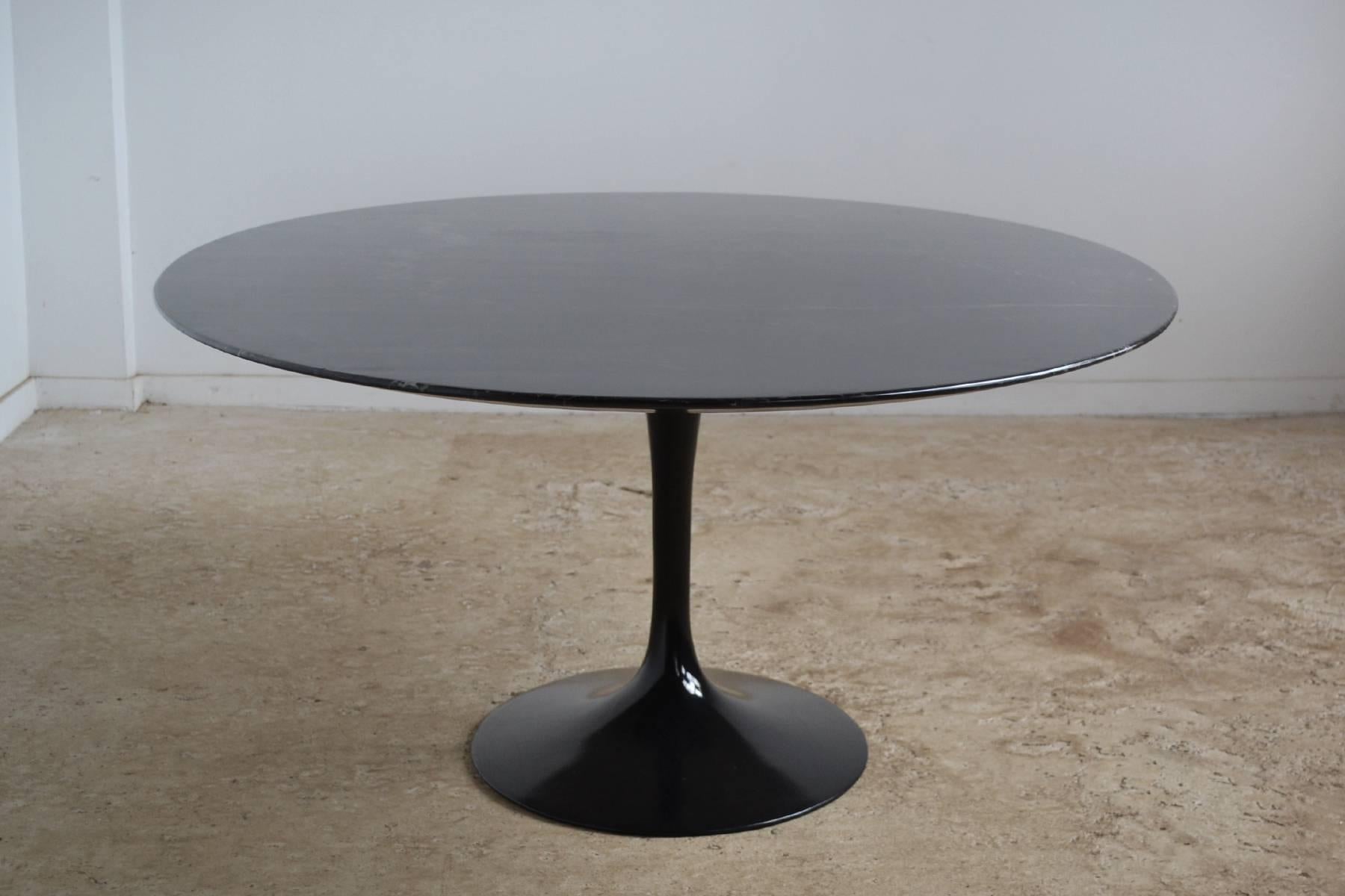 Aluminum Eero Saarinen Black Marble Tulip Table by Knoll
