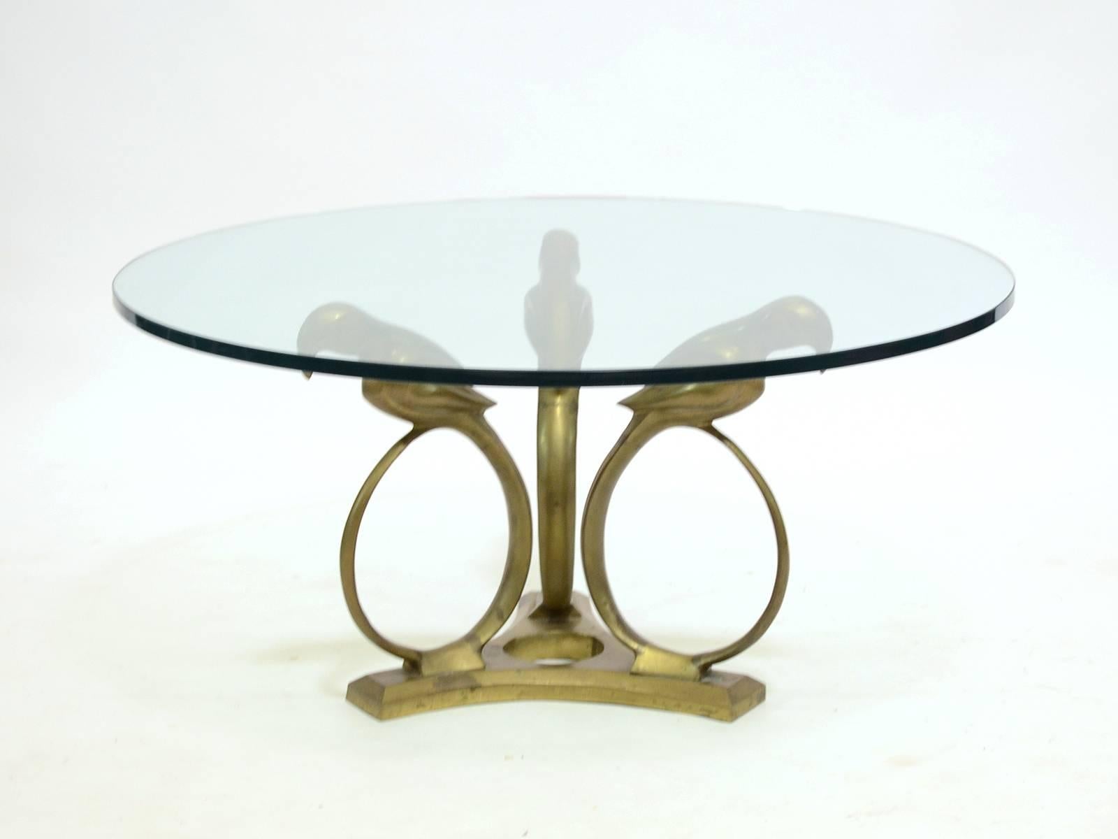 American Stylized Deco Moderne Brass Parrot Coffee Table