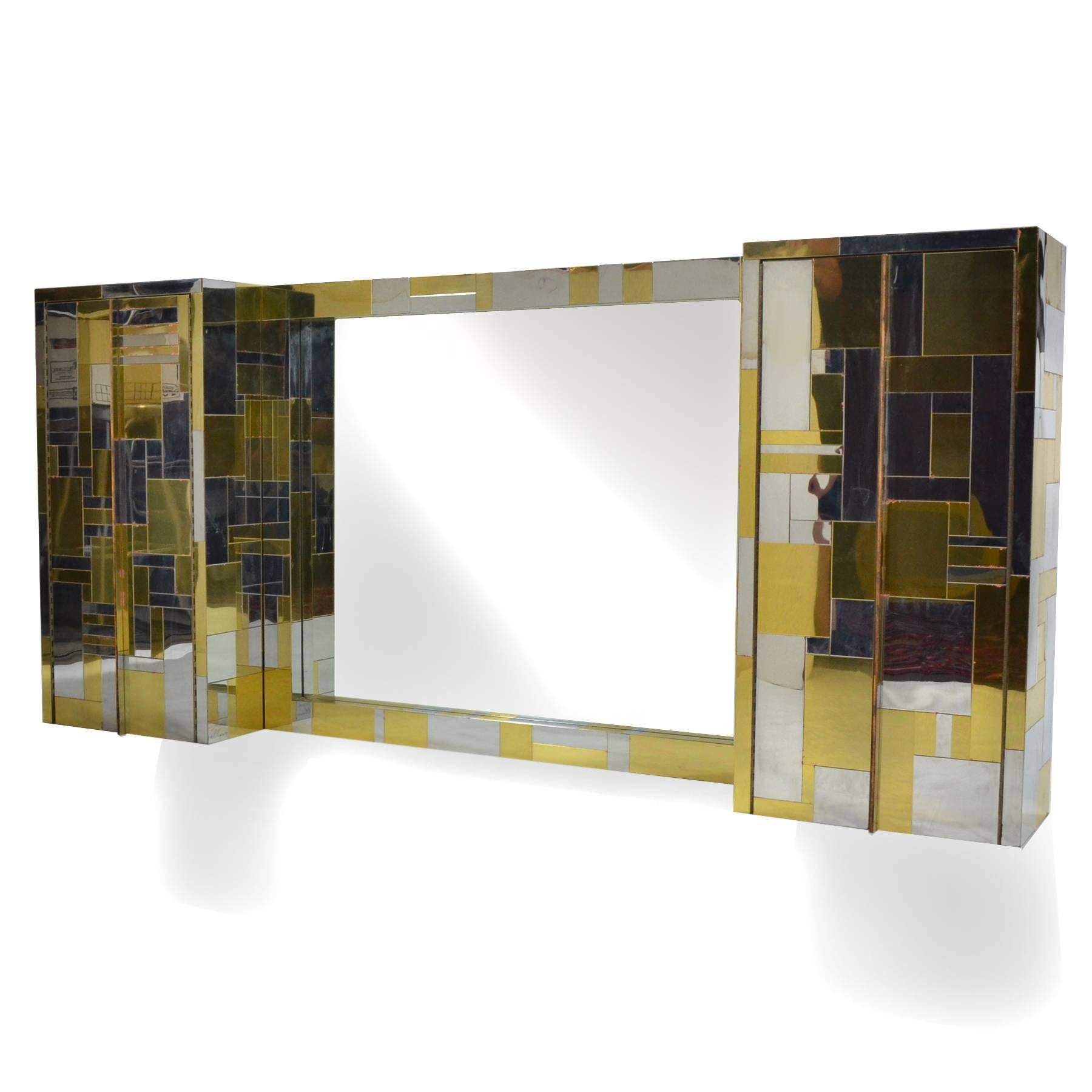 Plated Paul Evans Cityscape Mirror