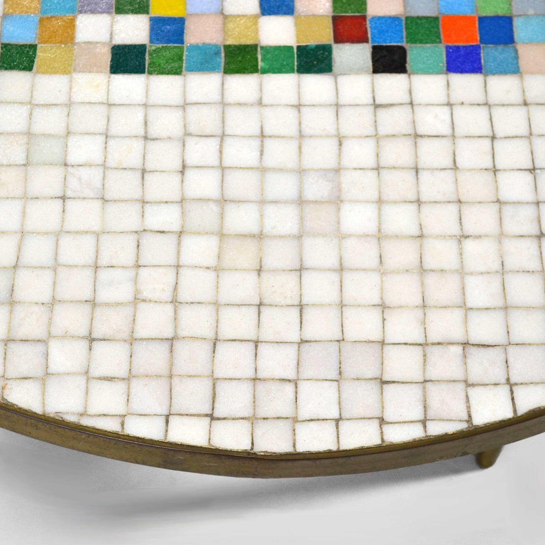 Brass Italian Murano Glass Tile-Top Coffee Table