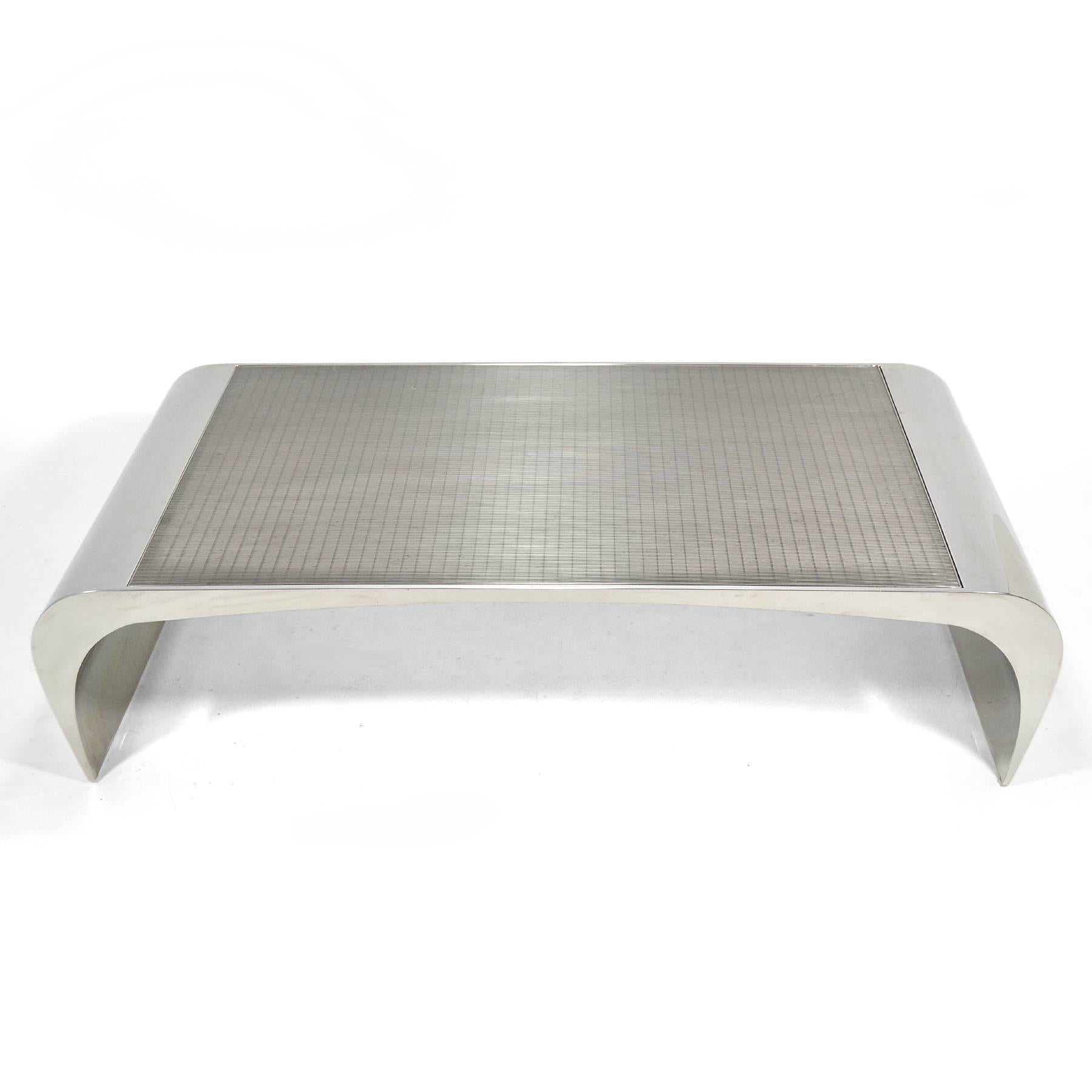 Brueton Selina K. Oversize Stainless Steel Coffee Table In Good Condition In Highland, IN