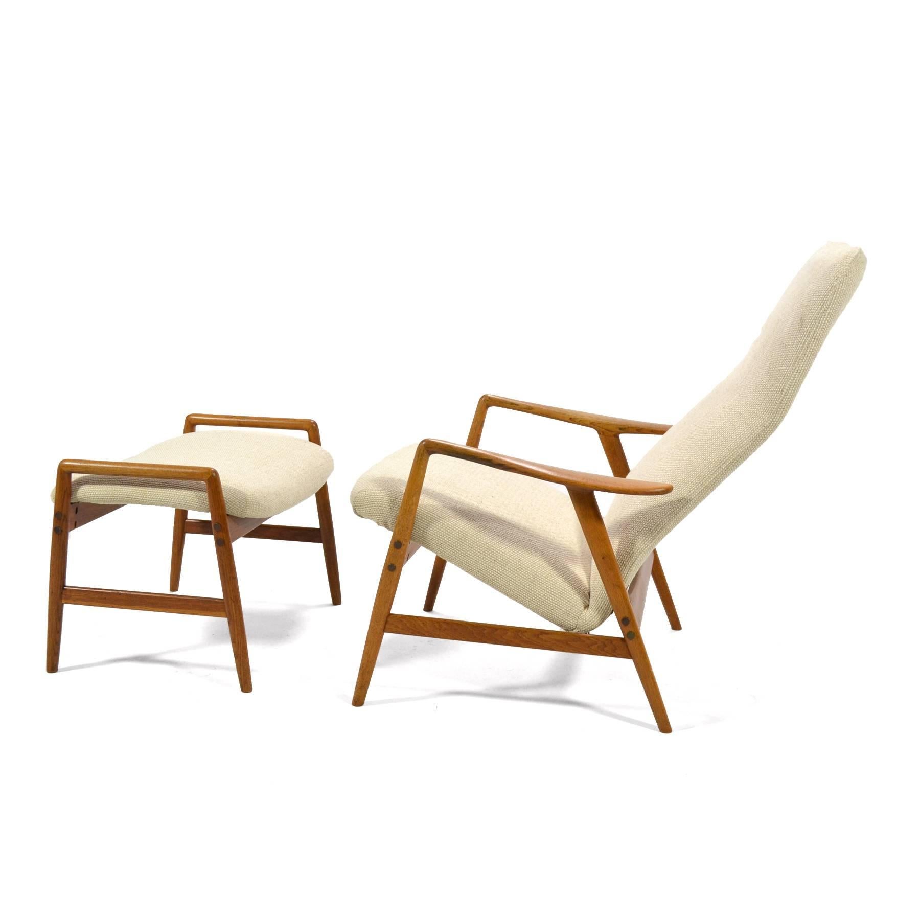 Scandinavian Modern Alf Svensson Kontour Reclining Lounge Chair and Ottoman