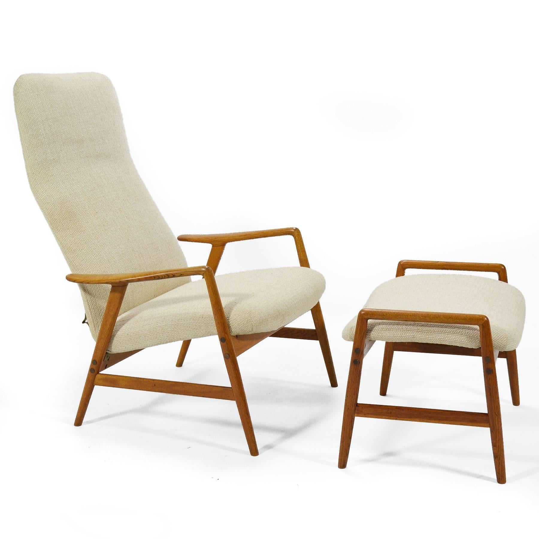 Swedish Alf Svensson Kontour Reclining Lounge Chair and Ottoman