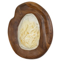 Hand-Sculpted Sconce Light by Alexander Knysch, Walnut & Kiln-Cast Glass