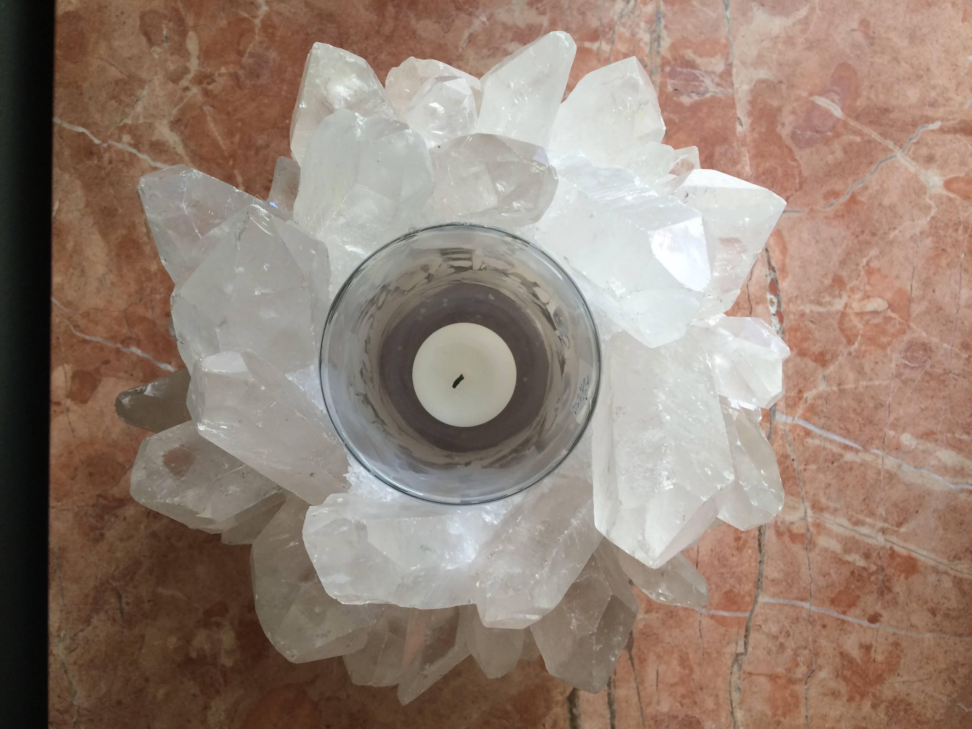 Exquisite, Clear Rock Crystal Quartz Votive In Excellent Condition In Palm Beach, FL