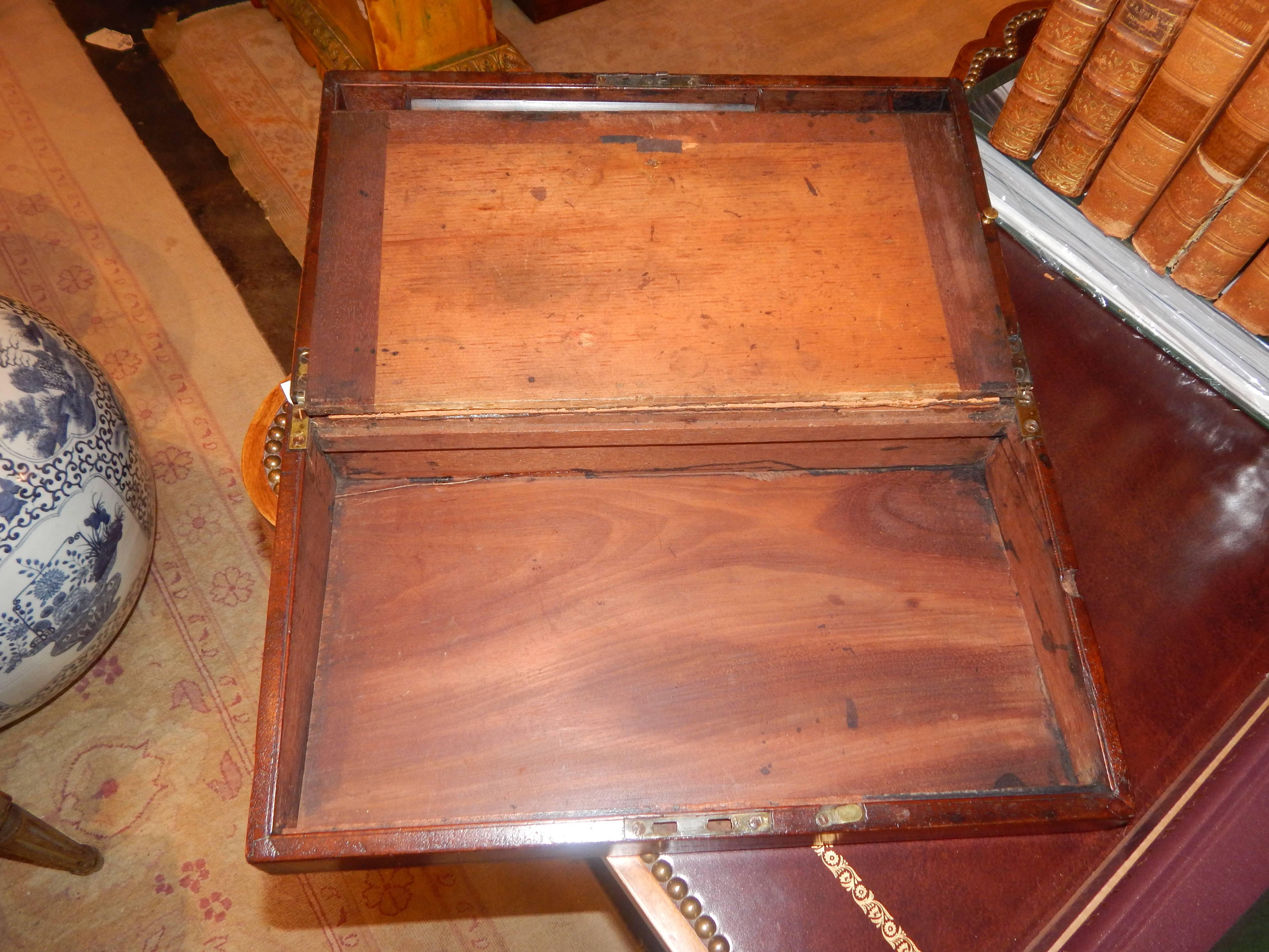 British Late 18th Century George III Mahogany Writing Box with Leather Slope For Sale