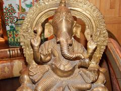 Bronze Figure of Ganesh Seated in Gold