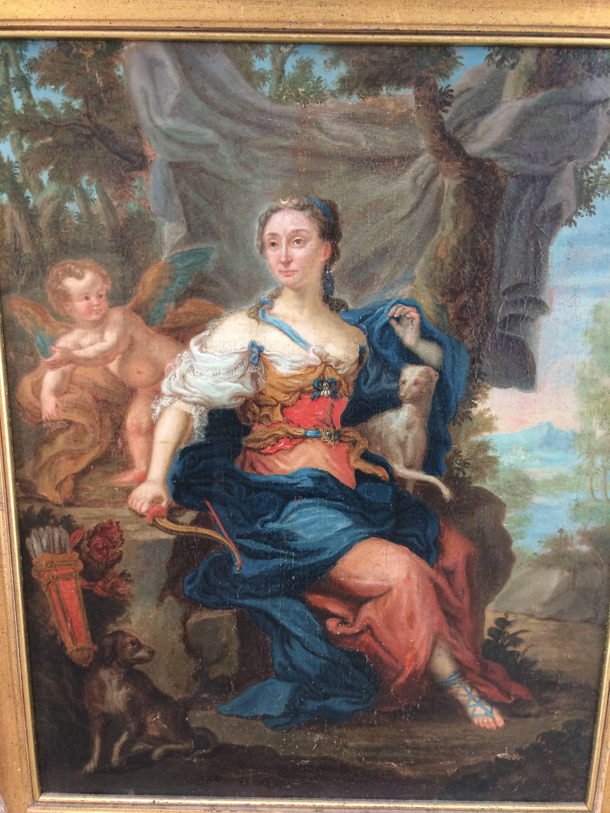 Ölgemälde auf Leinwand von Diana, der Jagdgöttin (Barock) im Angebot