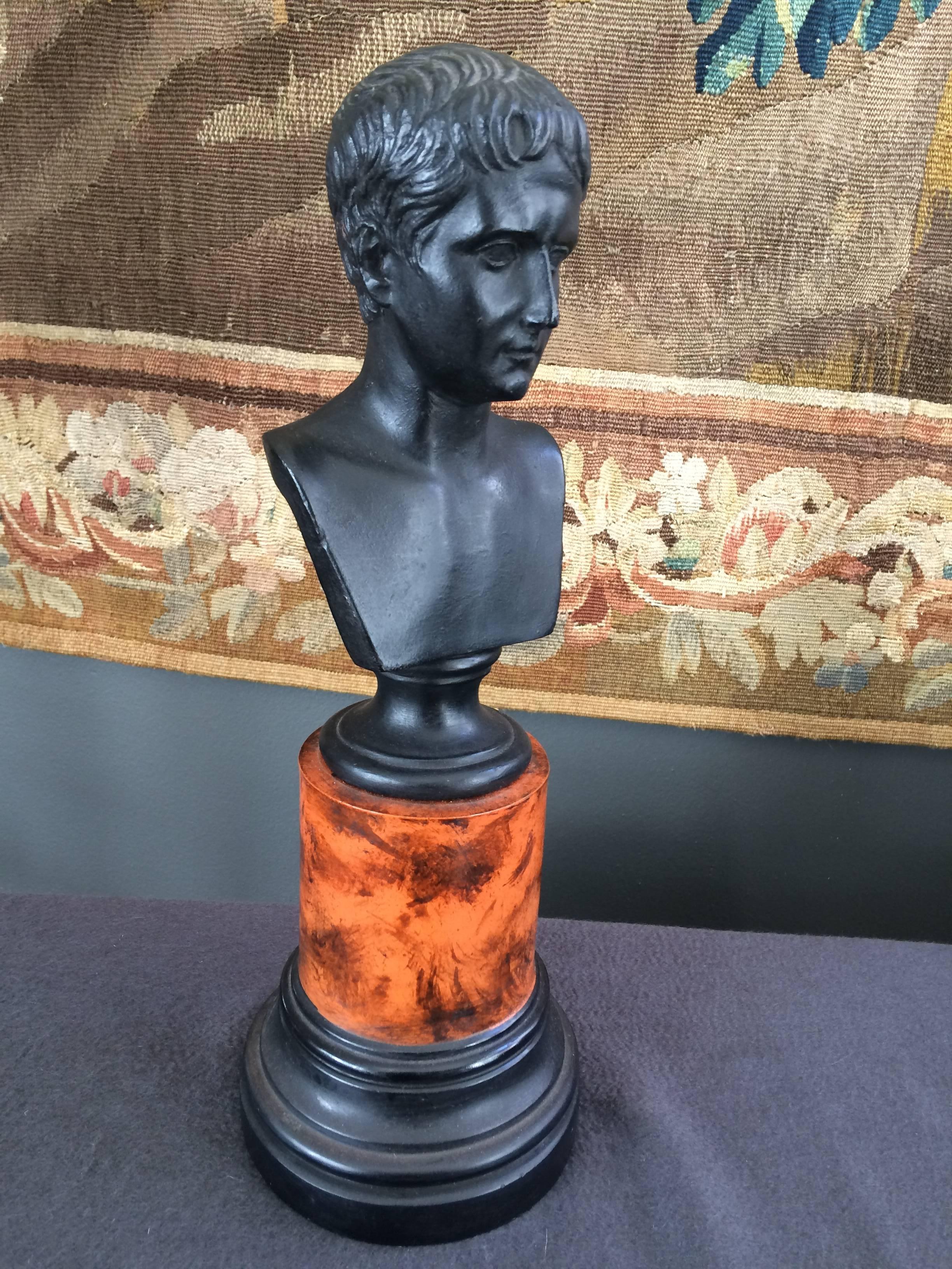 Very Handsome Small Bust of Augustus Caesar In Excellent Condition In Palm Beach, FL