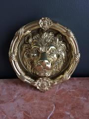 Handsome Lion's Head Bronze Dore Door Knocker