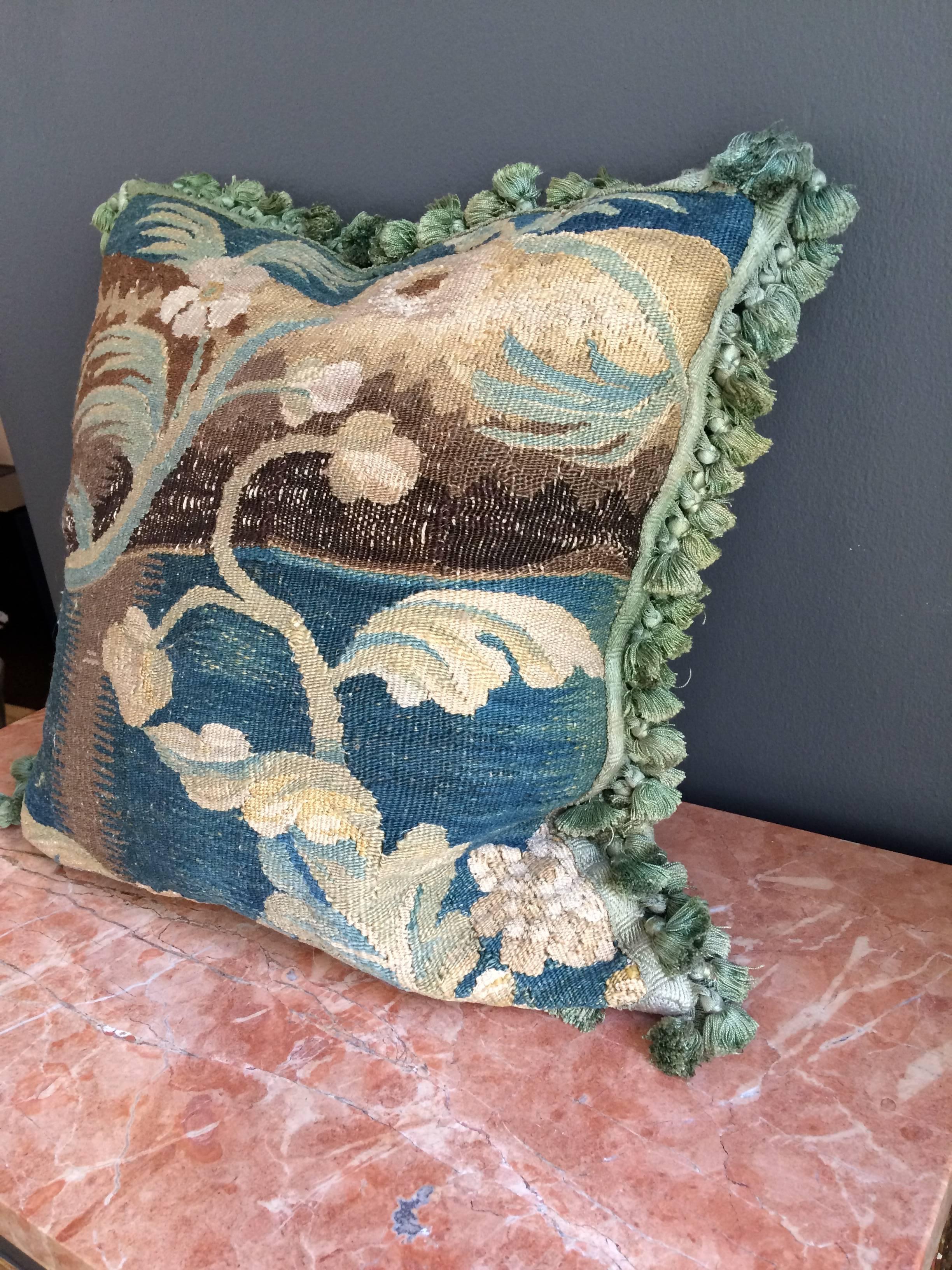 Baroque Lovely 17th Century Verdure Tapestry Cushion