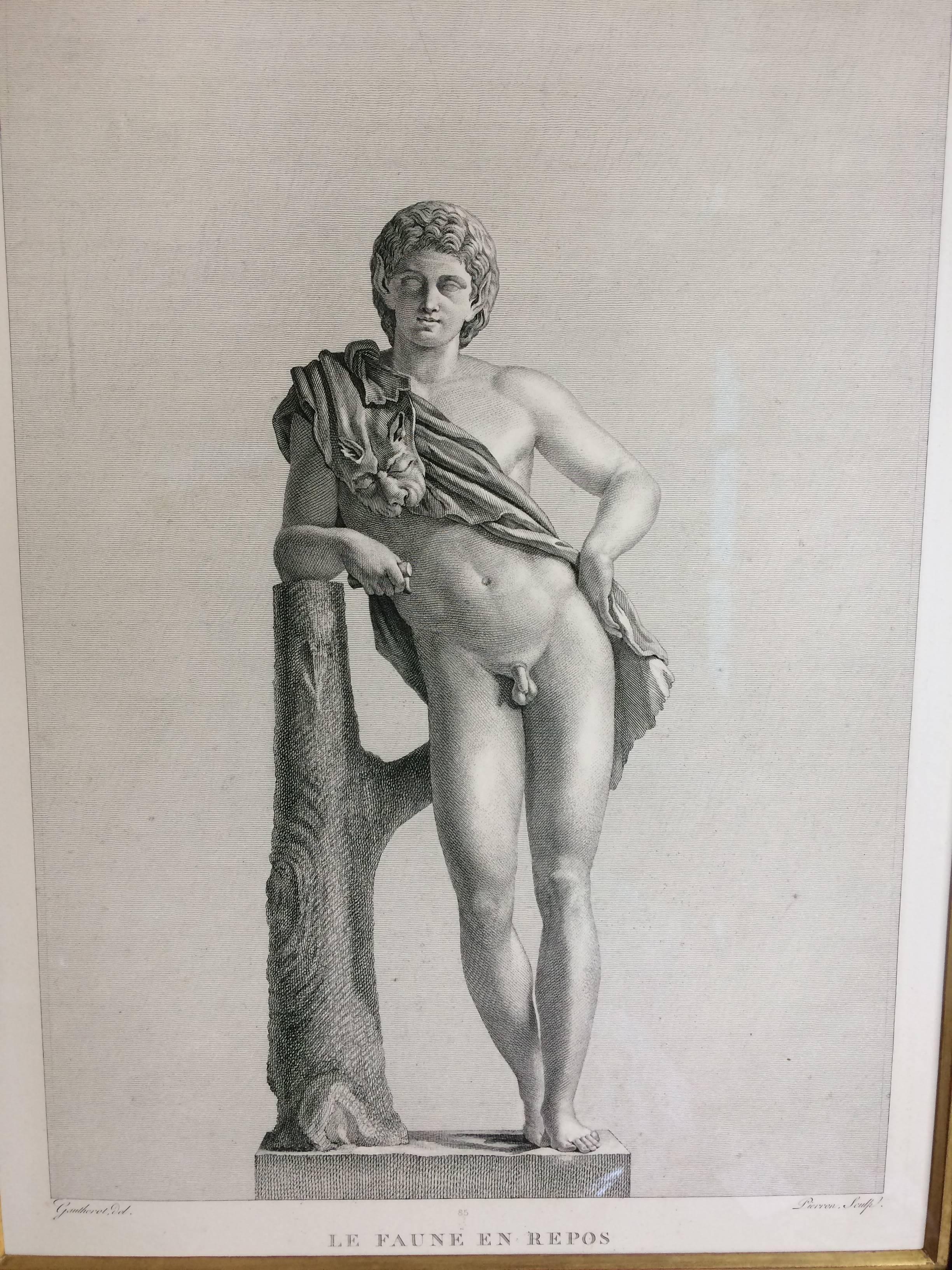 Grec classique Très belle gravure encadrée de Cupidon en vente