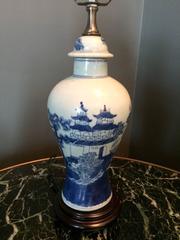 Charming Single Blue and White Chinese Porcelain Jar, Mounted as Lamp