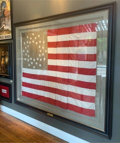 36-Star American Flag, Hand-Cut and Sewn, Civil War Era with Rare Pattern