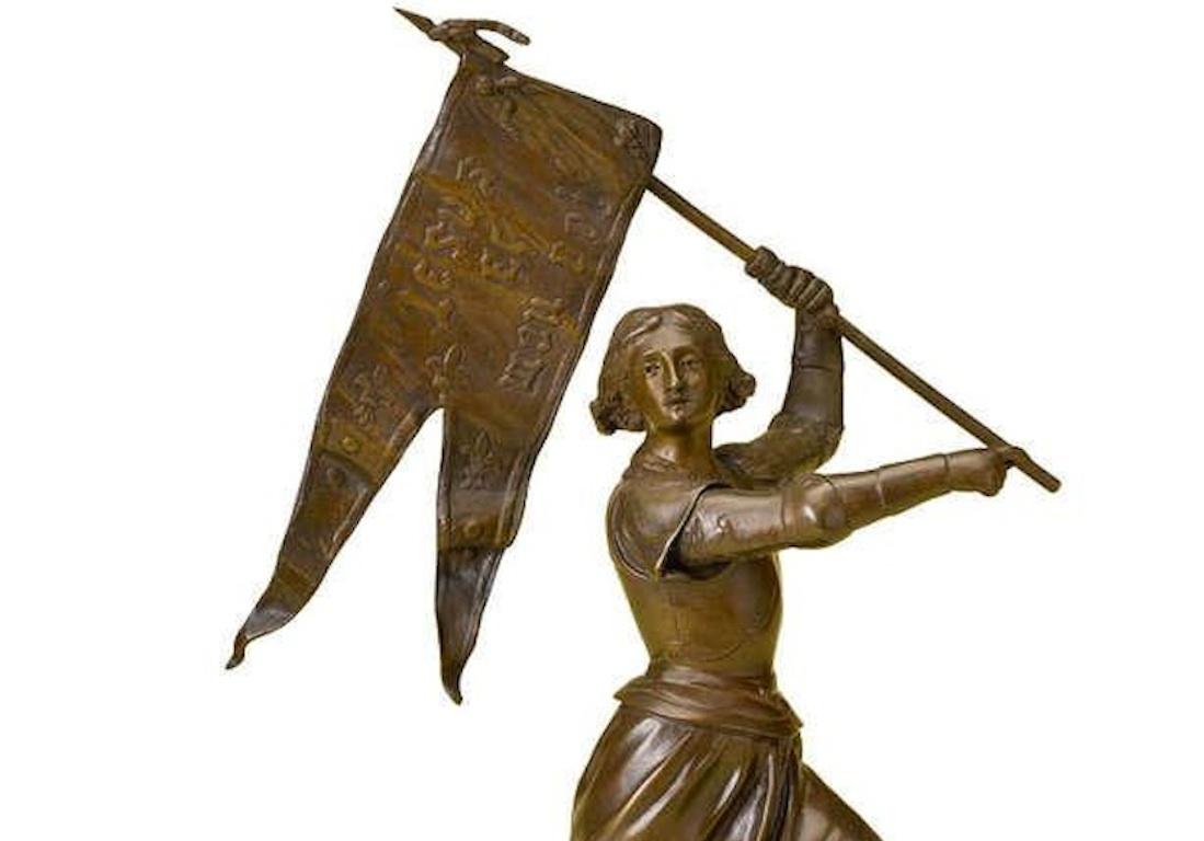 This is a late 19th century bronze of Joan of Arc by Adrien Etienne Gaudez 
(1845-1902). 

Adrien Etienne Gaudez was born in Lyon on the 9th of February. He died in Neuilly-sur-Seine on the 23rd of January 19042 He was a student of François