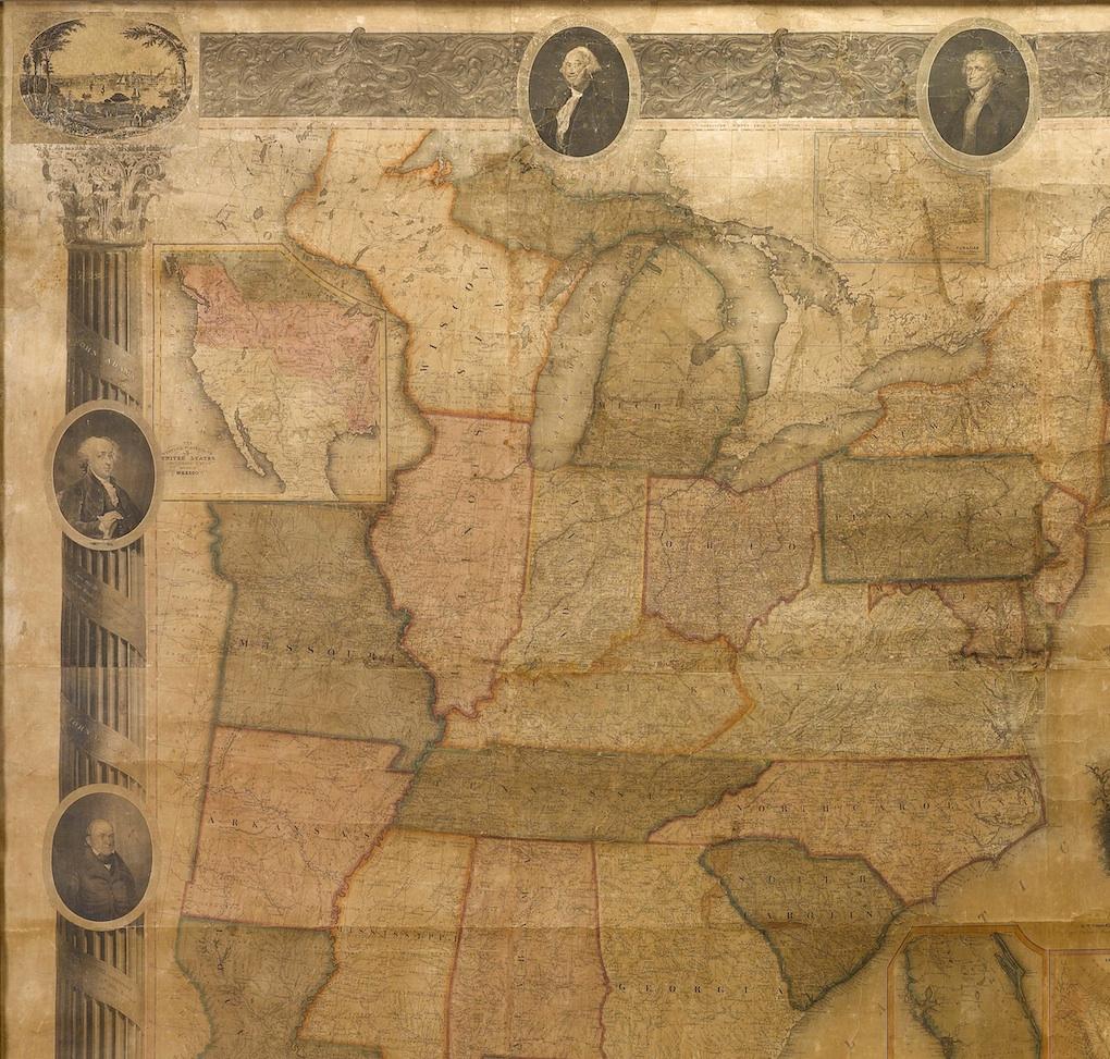 1839 Antique Ornamental Map of the United States, by William Chapin In Good Condition In Colorado Springs, CO