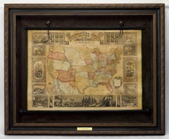 1855 Pictorial Map of the United States, Pub by Ensign, Bridgman & Fanning