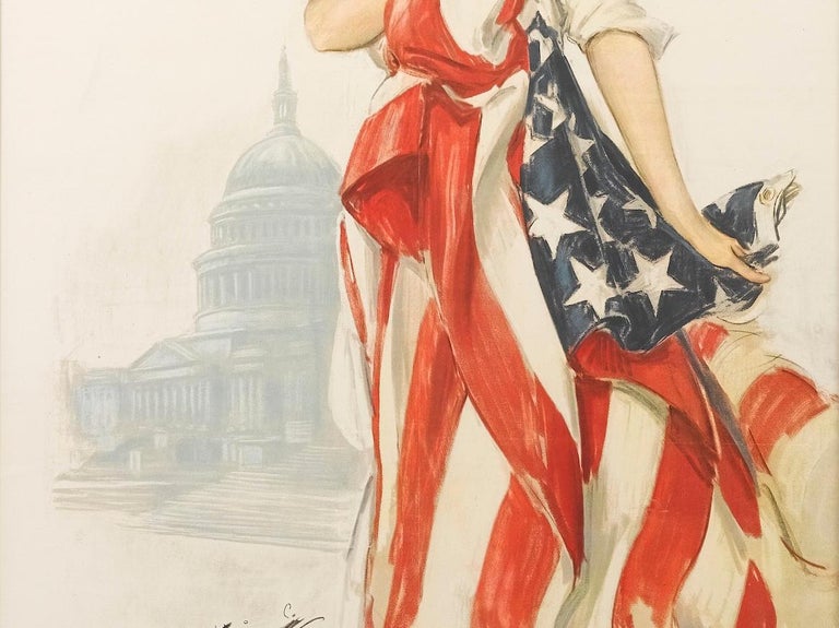 Red Cross Wwi Patriotic Poster Woodrow Wilson Quote By Harrison