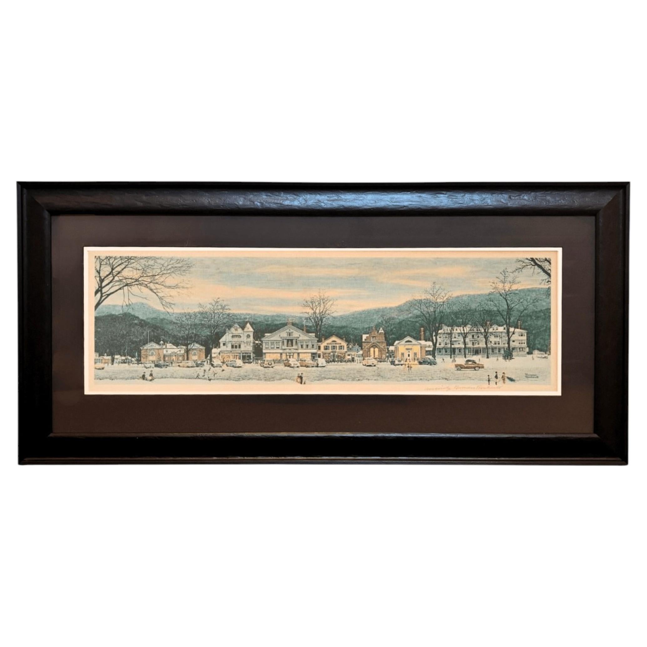 "Stockbridge Main Street at Christmas" Signed by Norman Rockwell, circa 1970s