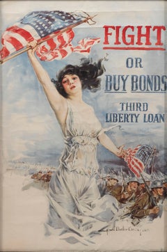"Fight or Buy Bonds." Vintage WWI Poster by Howard Chandler Christy, 1917