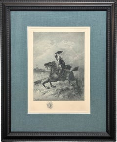 Paul Revere Midnight Ride Etching by H. Faber, Published by H. L. Everett, 1890s