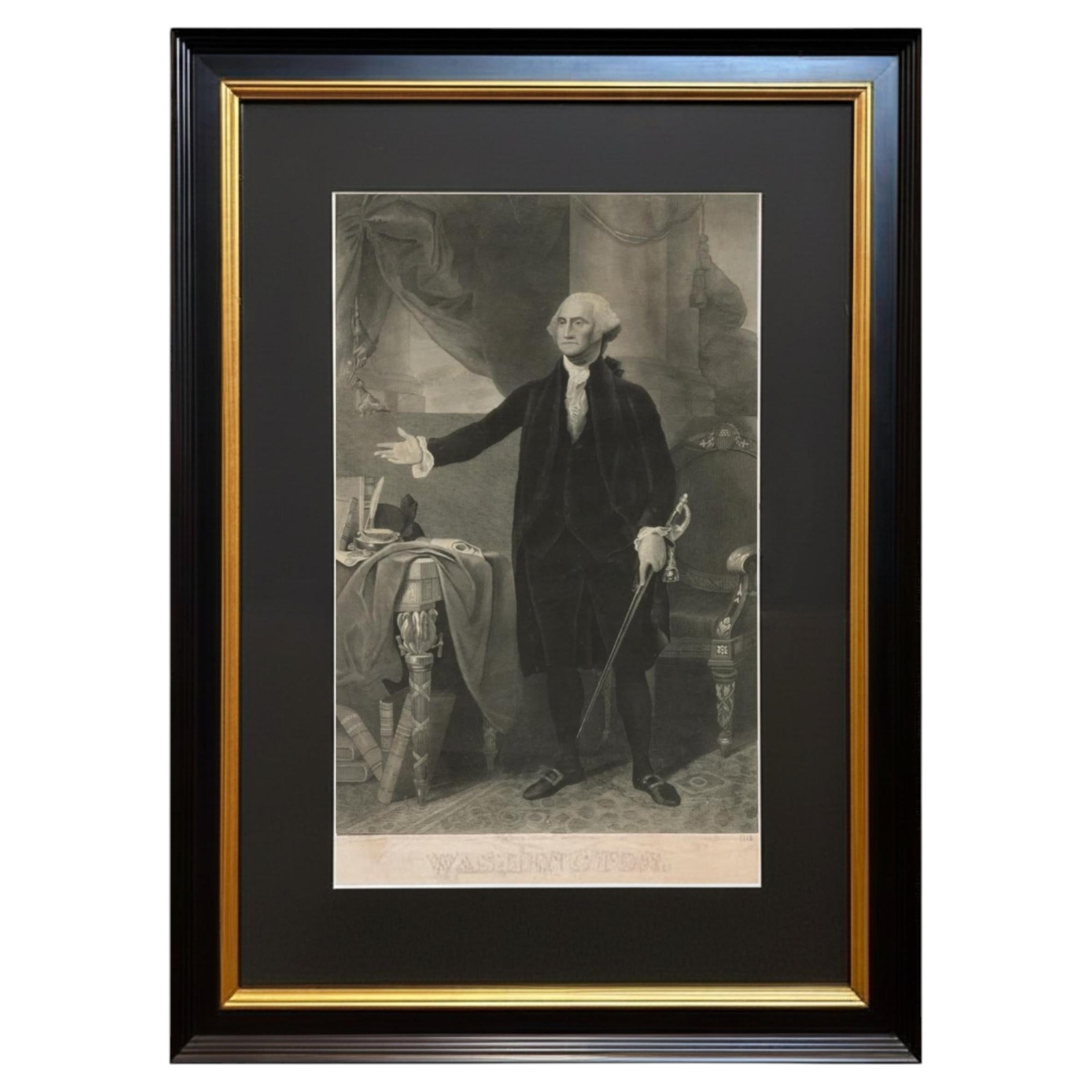 "Washington." Engraving by Oliver Pelton, after Gilbert Stuart, c. 1860 For Sale