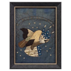 Patriotic "E Pluribus Unum" Eagle Silk and Metallic Embroidered Needlework