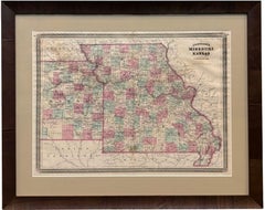 1870 "Johnson's Missouri and Kansas" Map, Published by A. J. Johnson