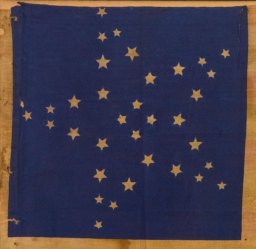 The stars of this extremely rare, Civil War-era flag are arranged in what is sometimes called the 
