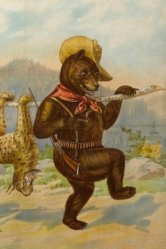 Couvercle d'oreiller antique peint à la main, Theodore Roosevelt Rough Riders, 1907
