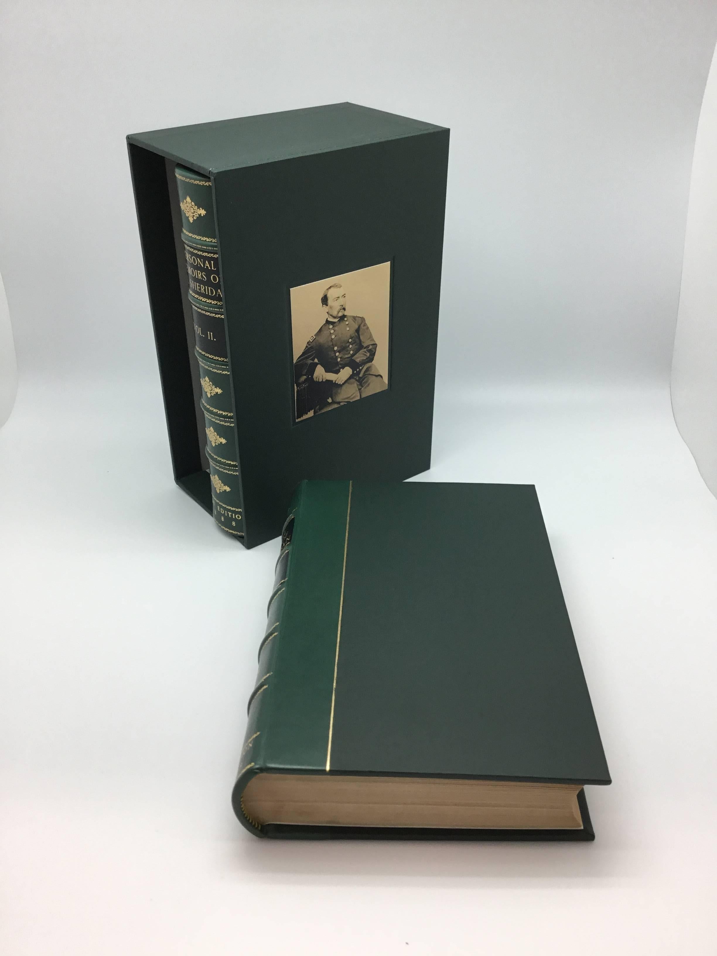 Sheridan, Philip Henry. Personal Memoirs of P.H. Sheridan, General United States Army. New York: Charles L. Webster & Company, 1888. First Edition. Rebound in green quarter leather and cloth boards. Housed in custom built archival slipcase.

This