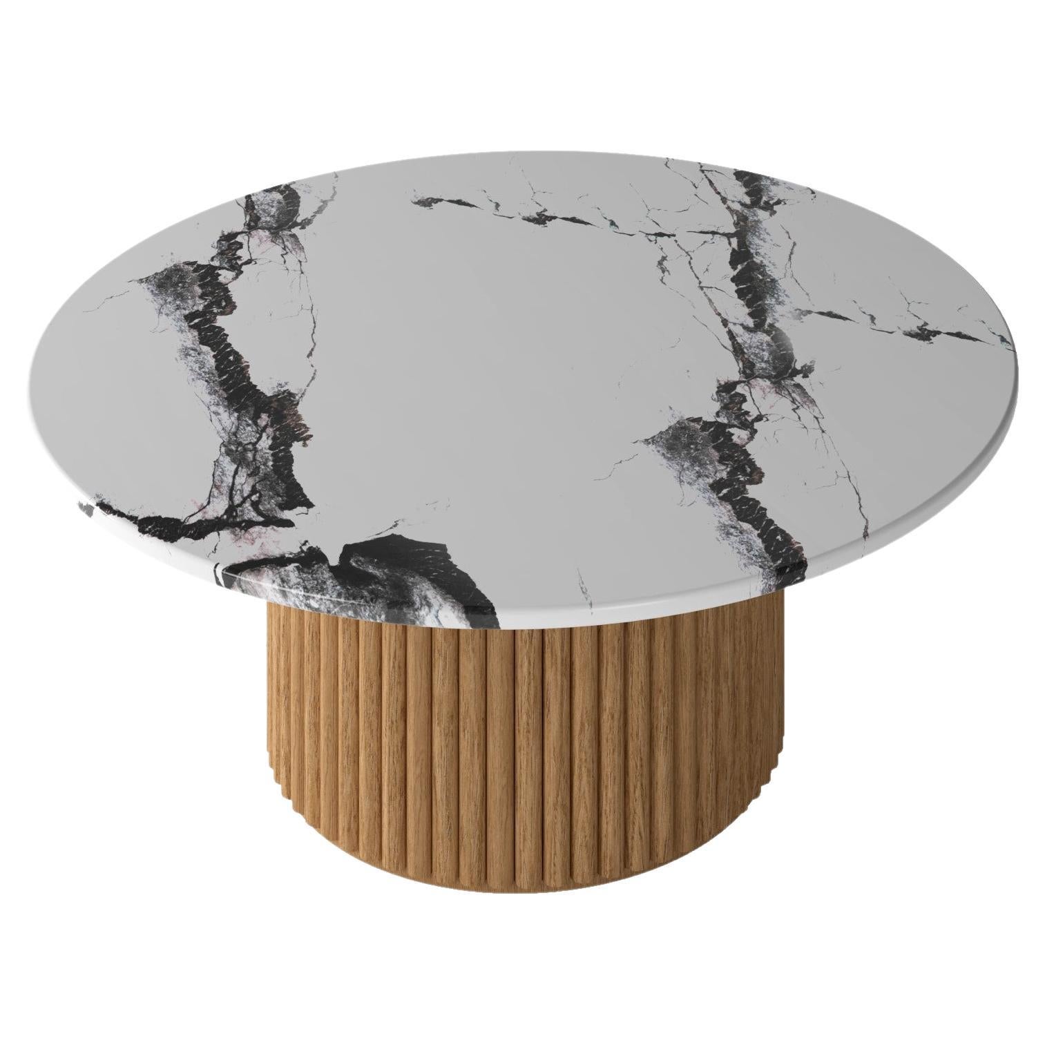 Table basse Mette, marbre blanc de montagne italien, design moderne danois 