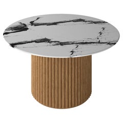 Table de salle à manger Mette, marbre blanc de montagne italien, design moderne danois