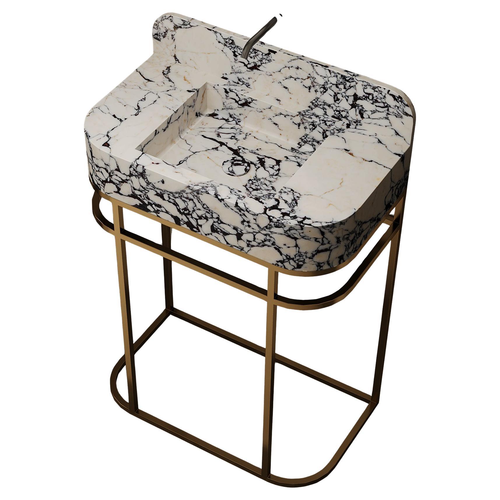 Mobiletto da bagno a libera installazione in marmo Assens - Calacatta Viola - Grande