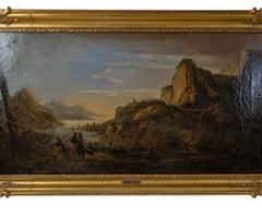 Salvator Rosa (Att) 17th Century Oil on Canvas - Soldiers & Travellers Resting