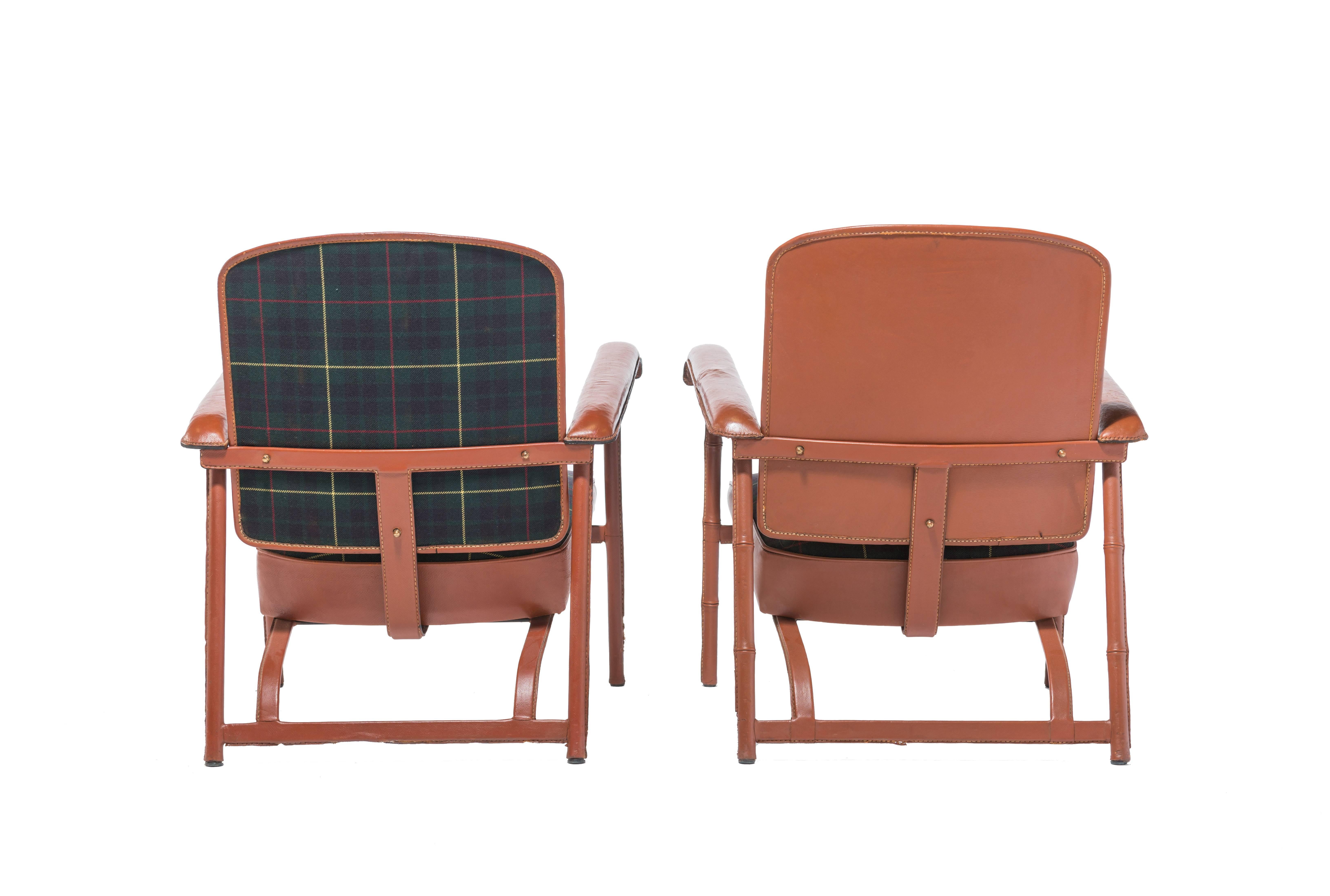 Mid-Century Modern Pair of Jacques Adnet Lounge Chairs