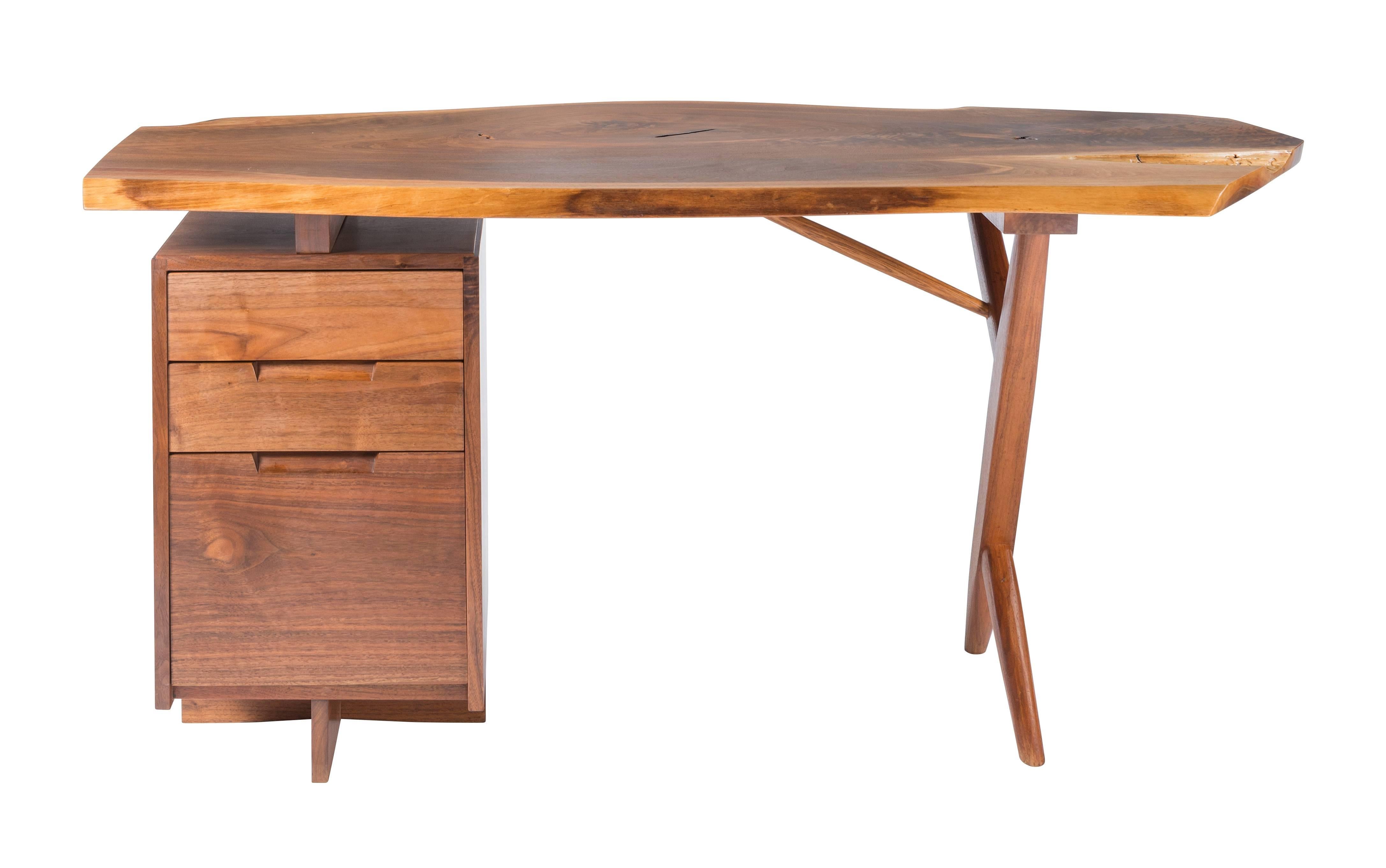 Mid-Century Modern George Nakashima Walnut Cross-Legged Desk, 1975