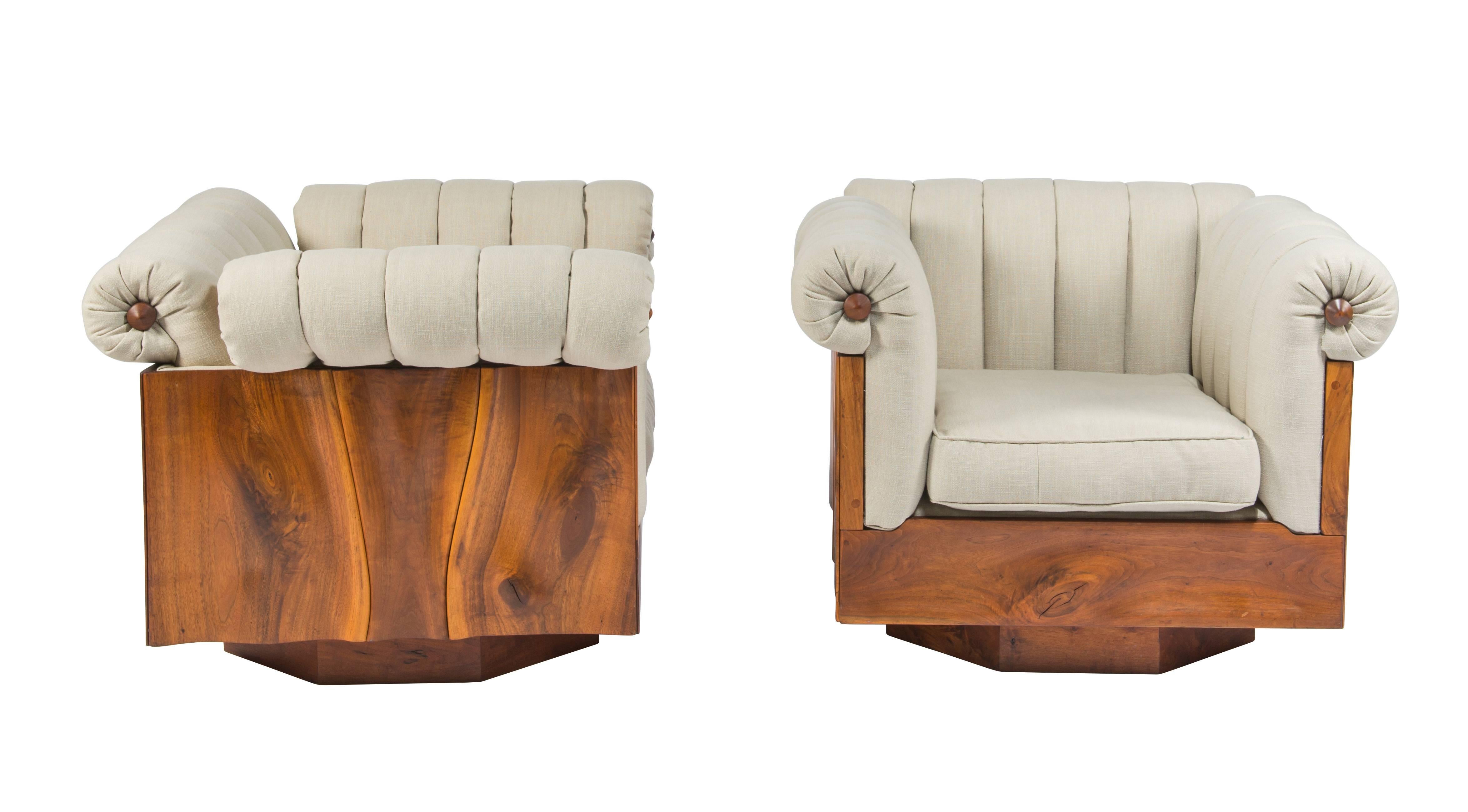 Mid-20th Century Pair of Unique Philip Lloyd Powell Lounge Chairs