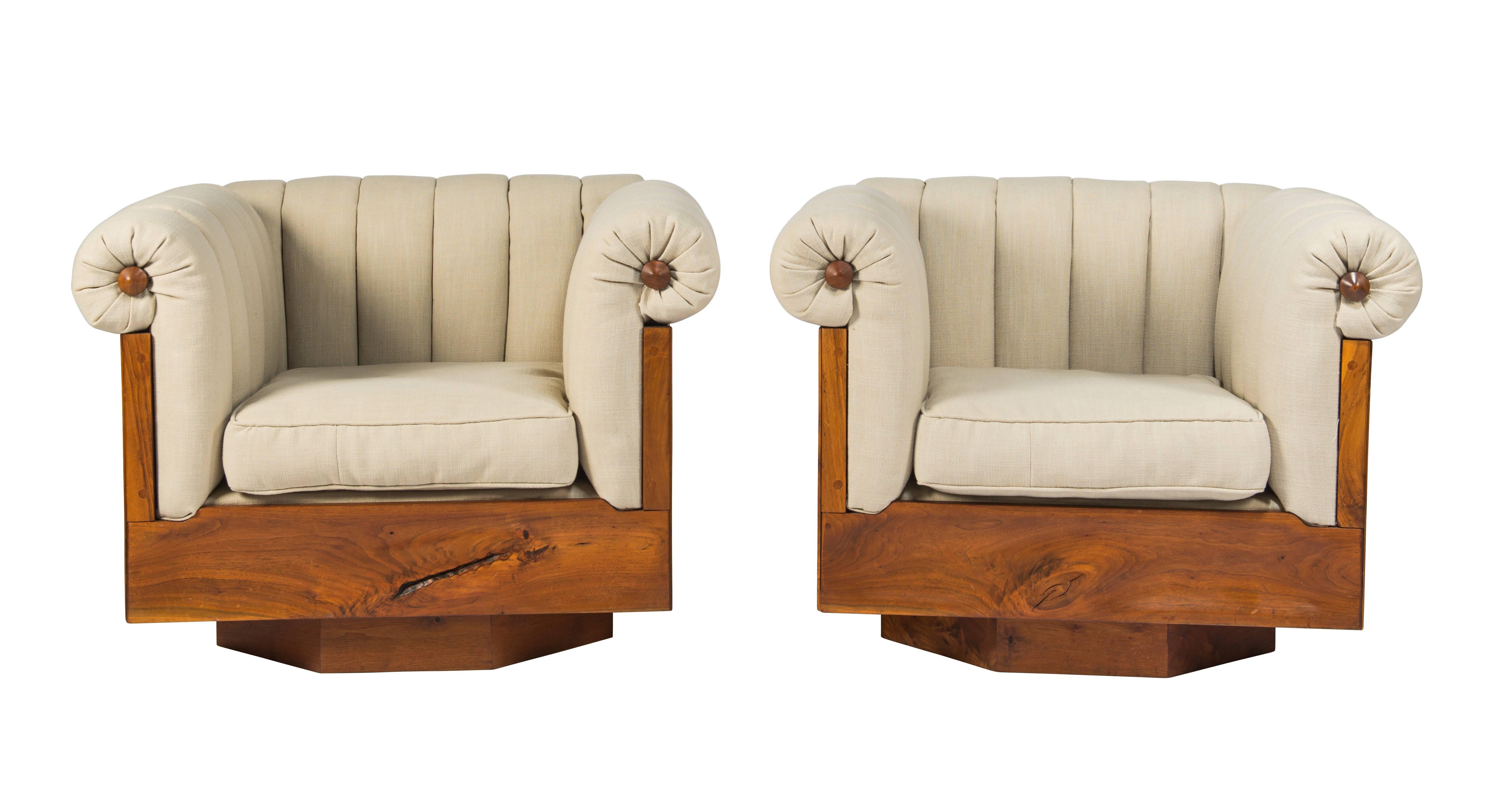American Pair of Unique Philip Lloyd Powell Lounge Chairs