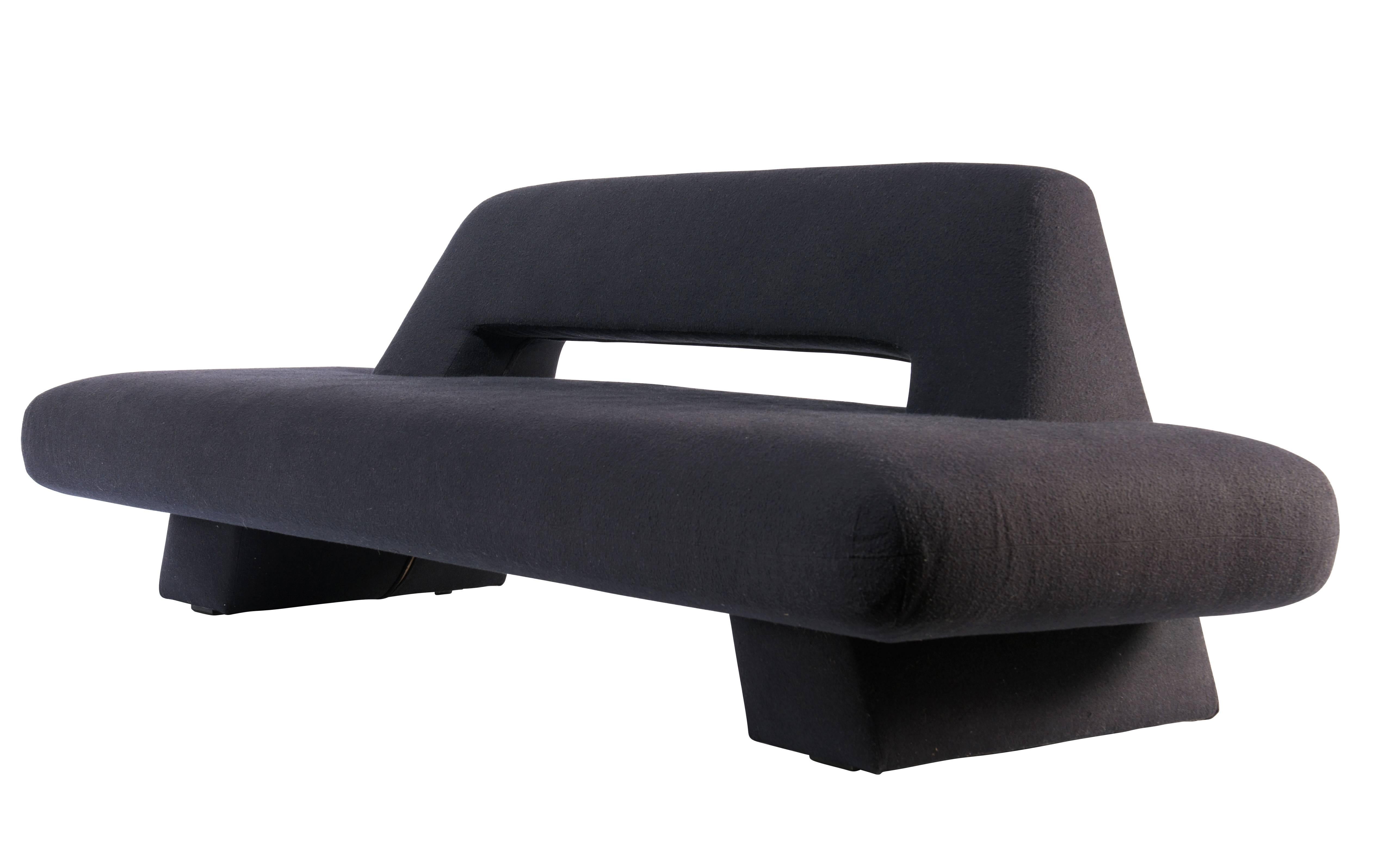 Pair of graphic and architectural sofas by Harvey Probber.