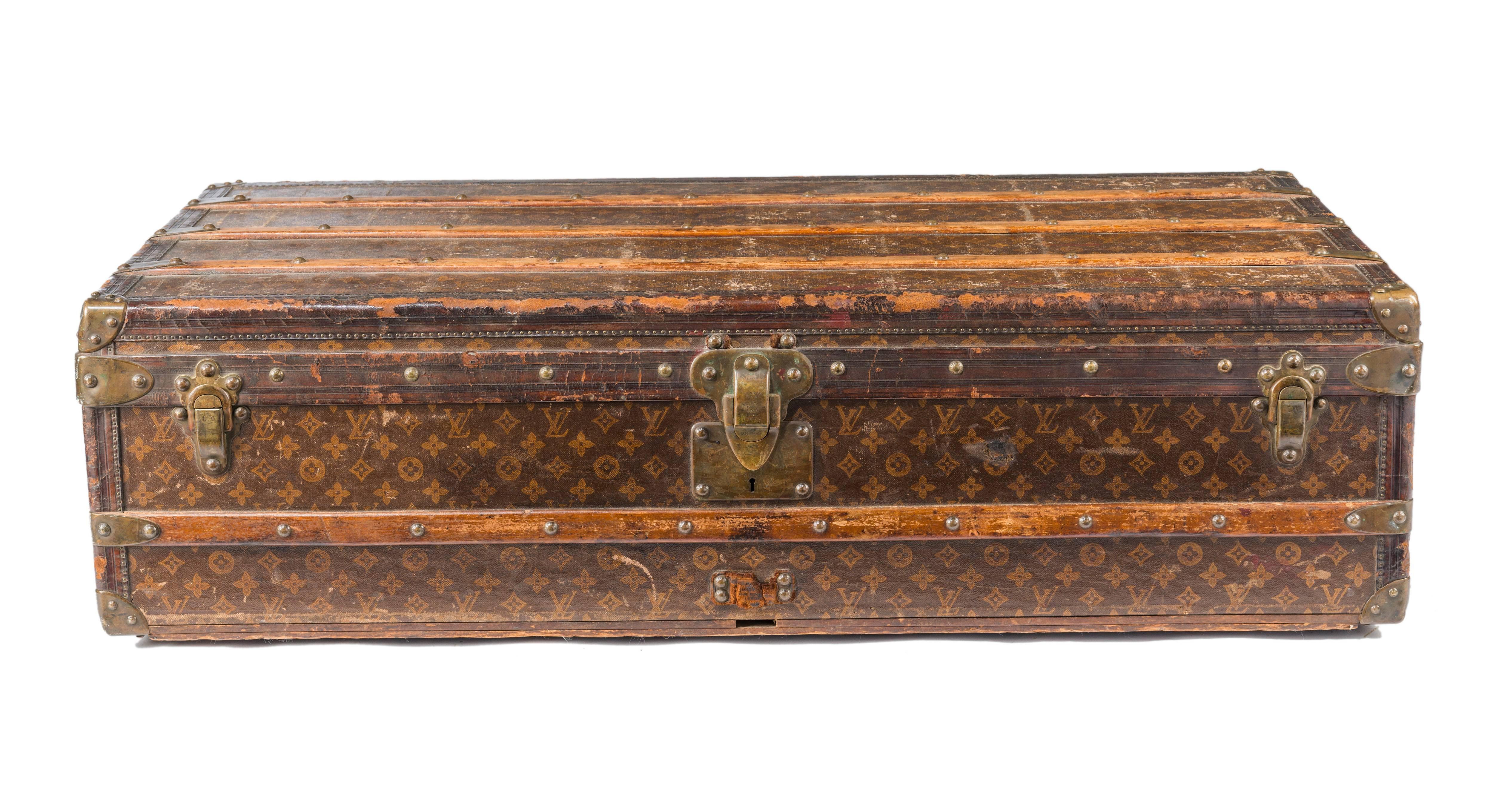 Art Nouveau Vintage Louis Vuitton Flat Steamer Trunk