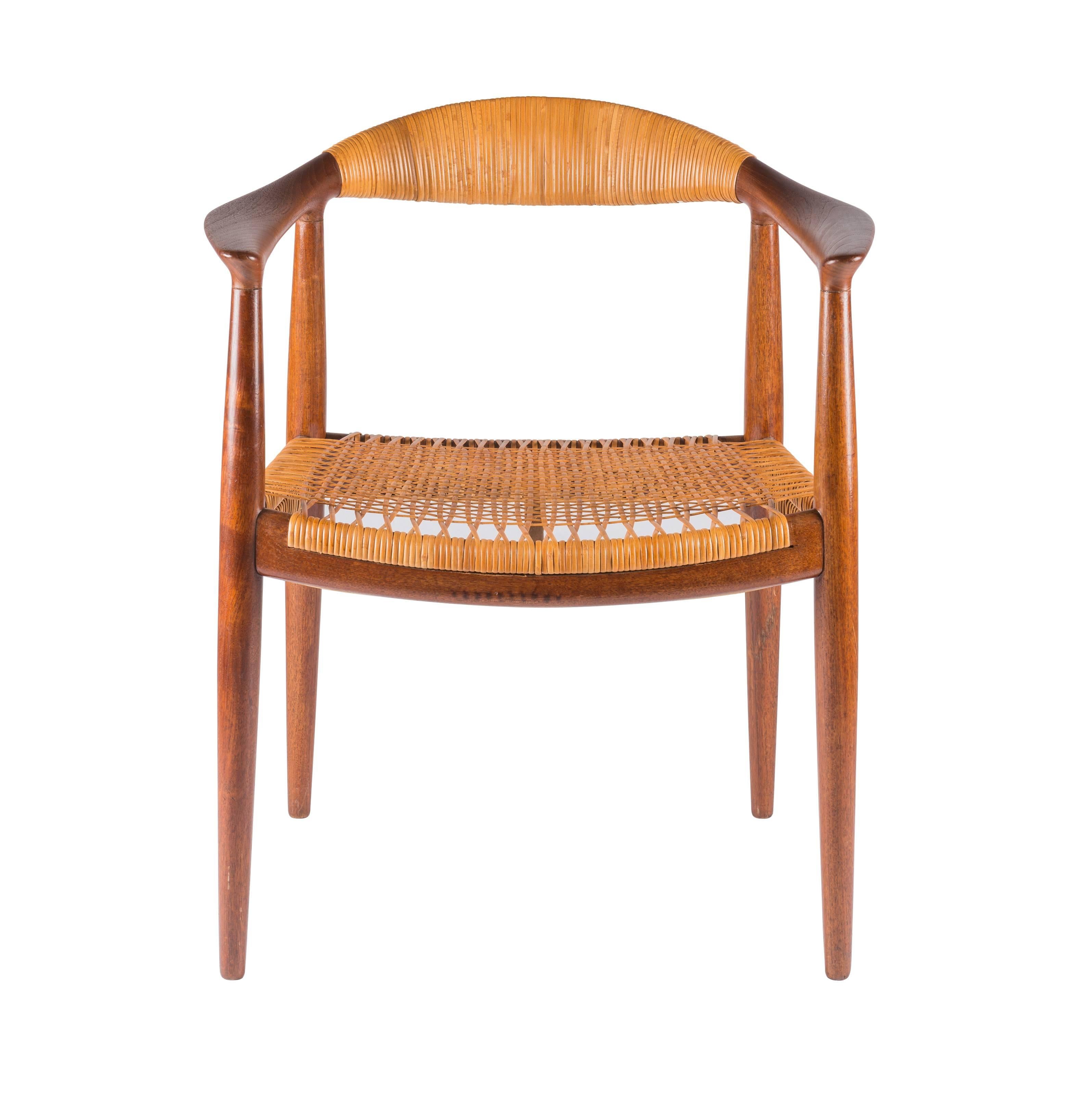 12 Hans Wegner Teak and Cane Classic Chairs for Johannes Hansen In Excellent Condition In Pawtucket, RI