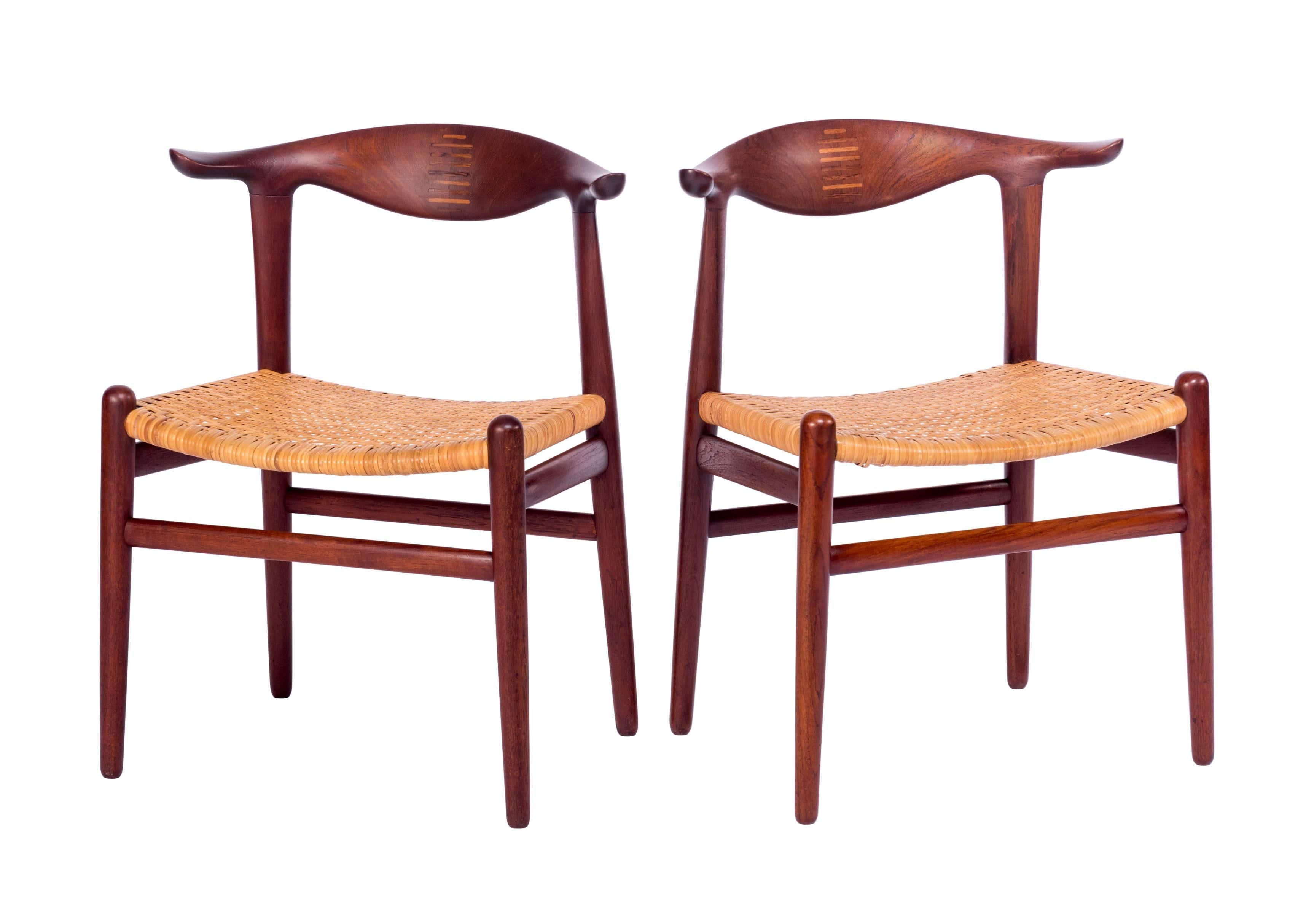 Extremely rare set of ten teak and cane Wegner 