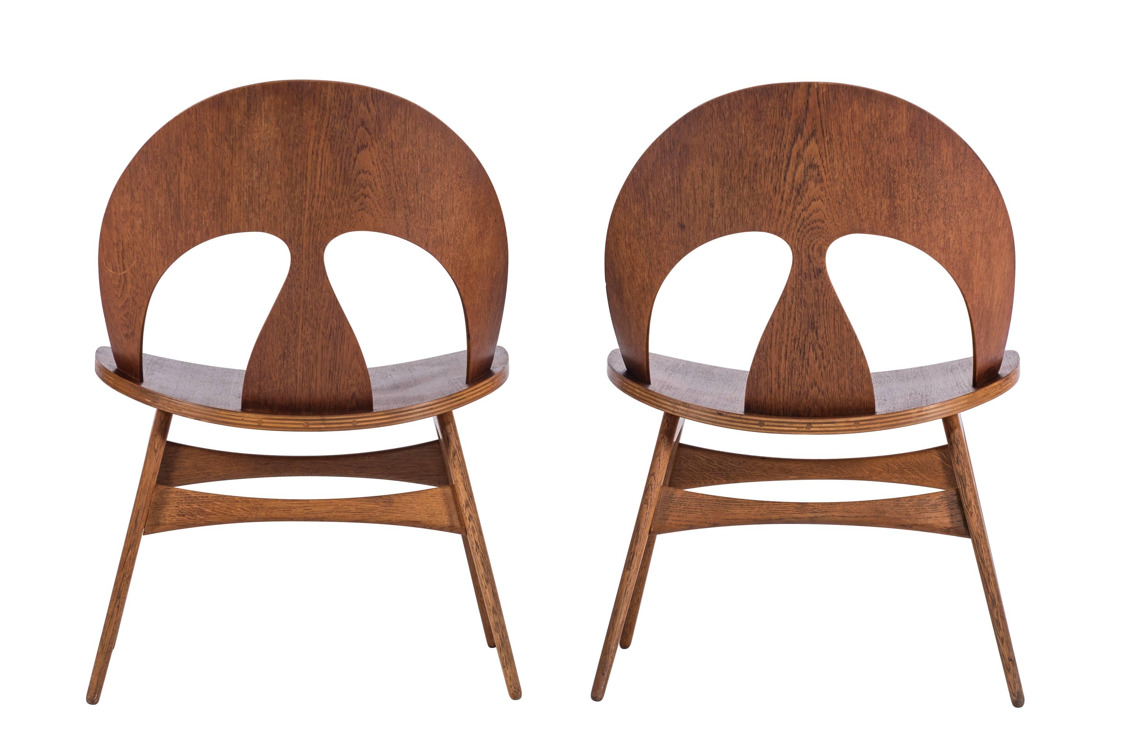 Pair of Early Børge Mogensen Plywood Lounge Chairs for Erhard Rasmussen 2