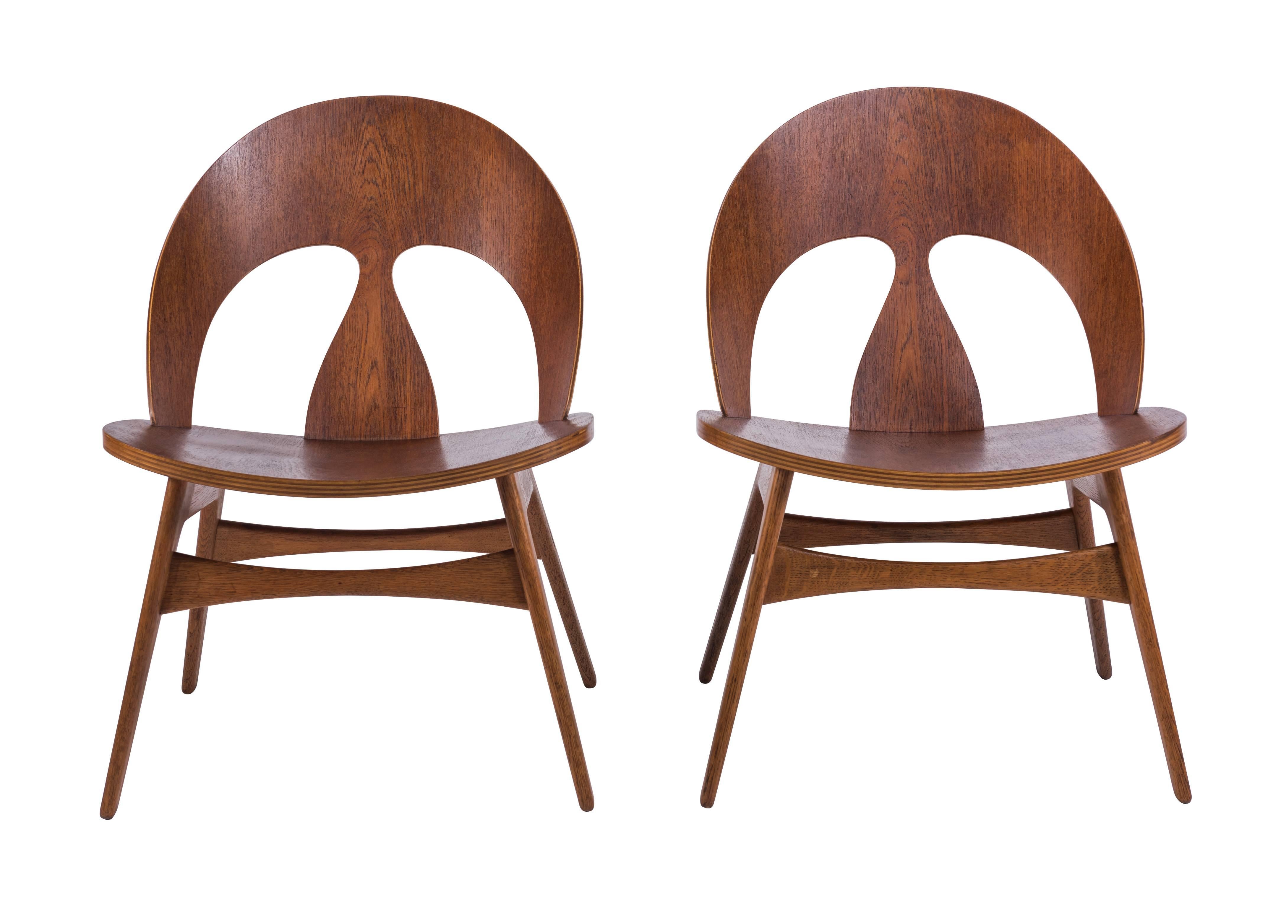 Pair of Early Børge Mogensen Plywood Lounge Chairs for Erhard Rasmussen 3