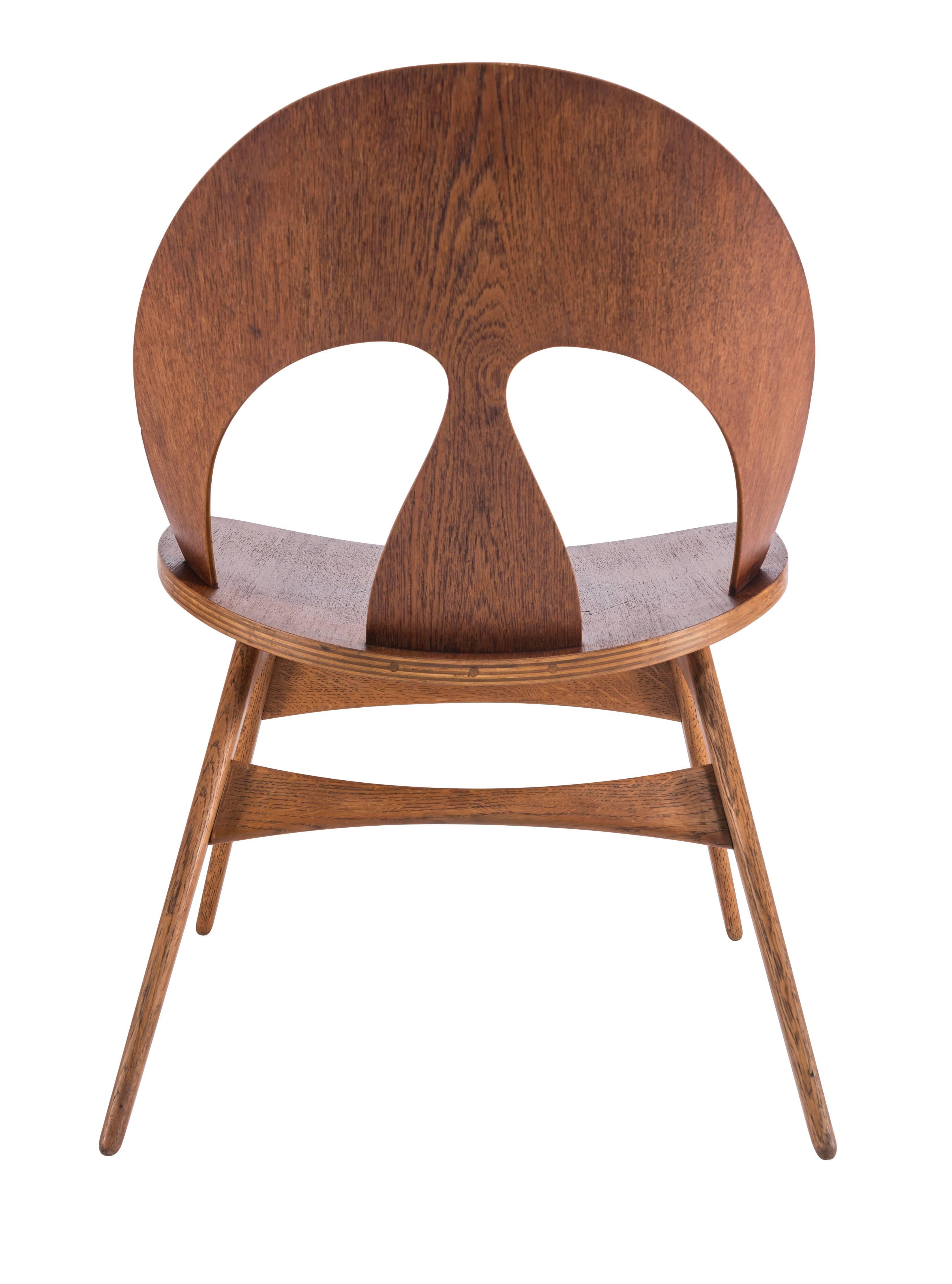 Scandinavian Modern Pair of Early Børge Mogensen Plywood Lounge Chairs for Erhard Rasmussen