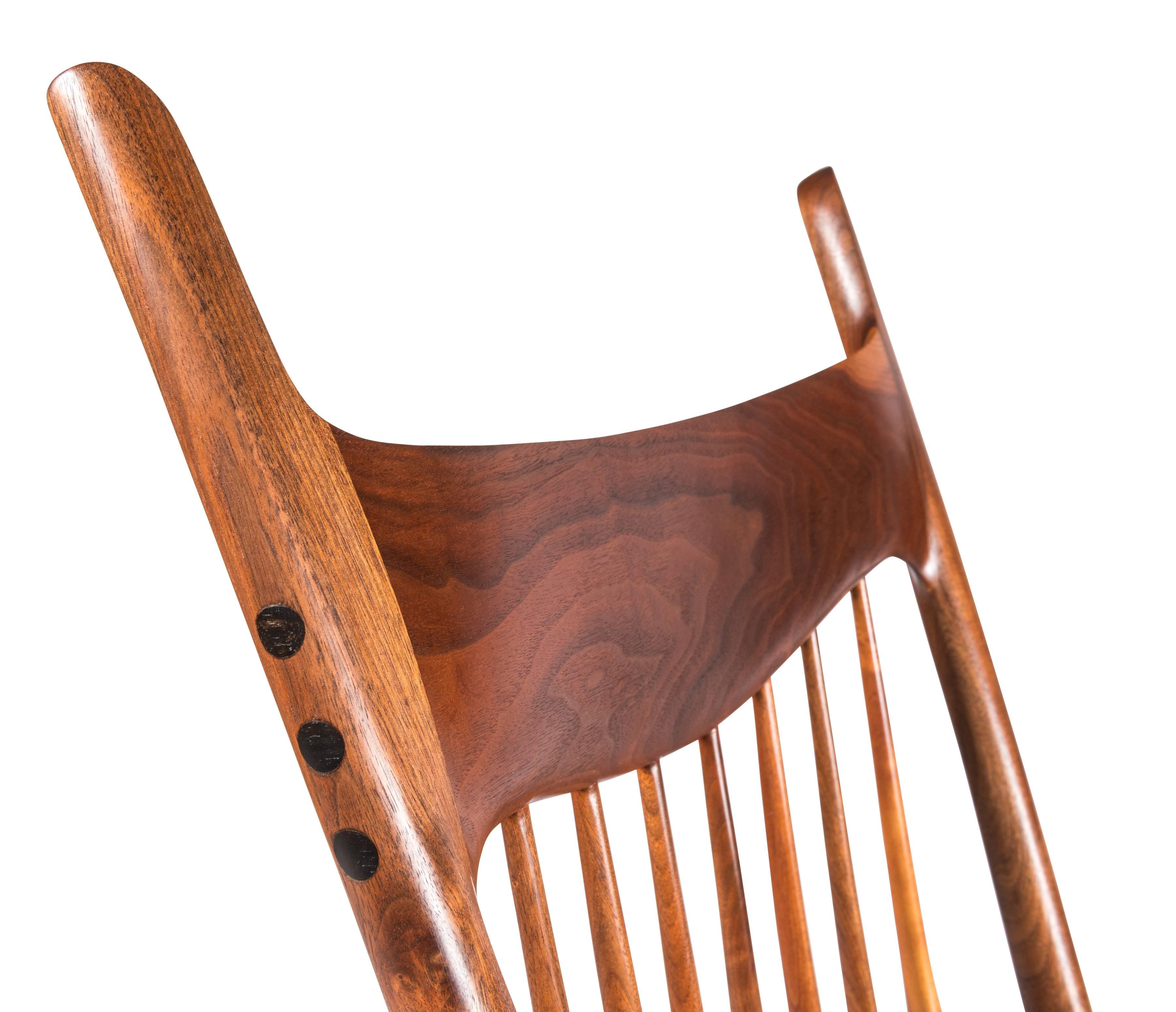 Late 20th Century Early and Unique Sam Maloof Rocker, 1977