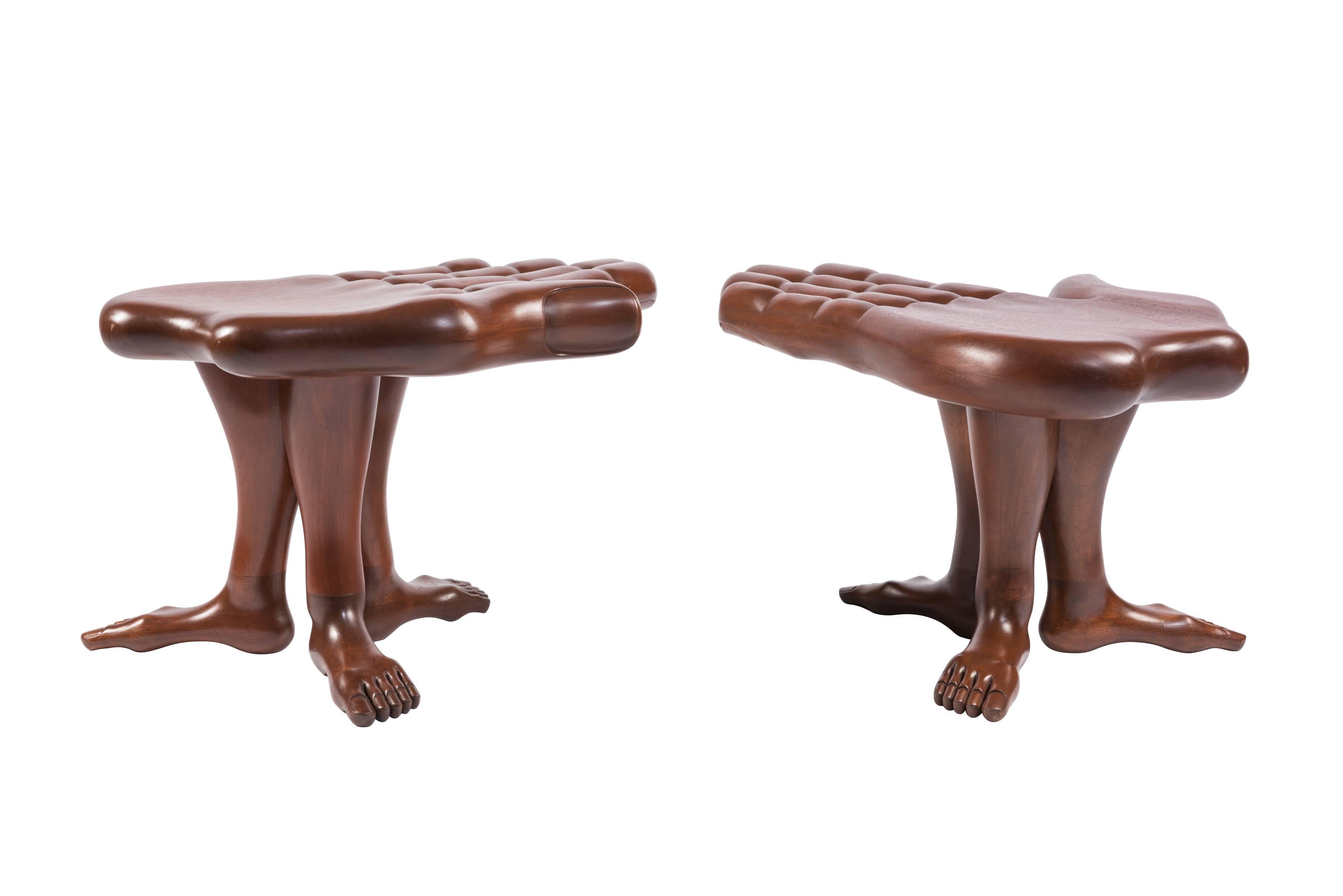 Pair of Hand and Foot Coffee Table or Stool by Pedro Friedeberg In Excellent Condition In Pawtucket, RI