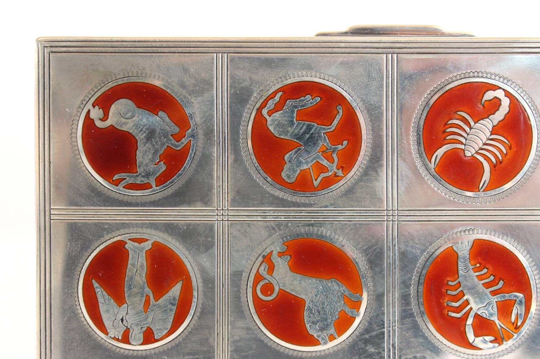 Mid-20th Century J. Tostrup Sterling Silver and Enameled Box