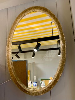 1970s Resin Frame Oval Mirror
